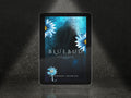 Cover of Bluebud by Lyndsey Resnick, a frontier horror story collection featuring blue sunflowers in a surreal landscape.