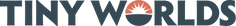 Logo of 'Tiny Worlds' with a stylized sun and mountain design.