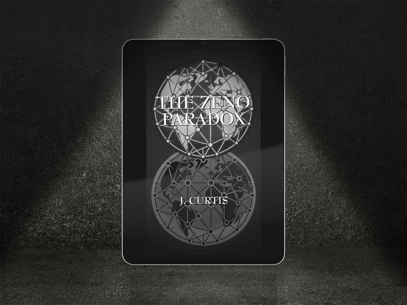 Book cover of 'The Zeno Paradox' by J. Curtis from Tiny Worlds on a dark background