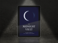 E-reader displaying 'The Midnight Vault' cover with a dark background